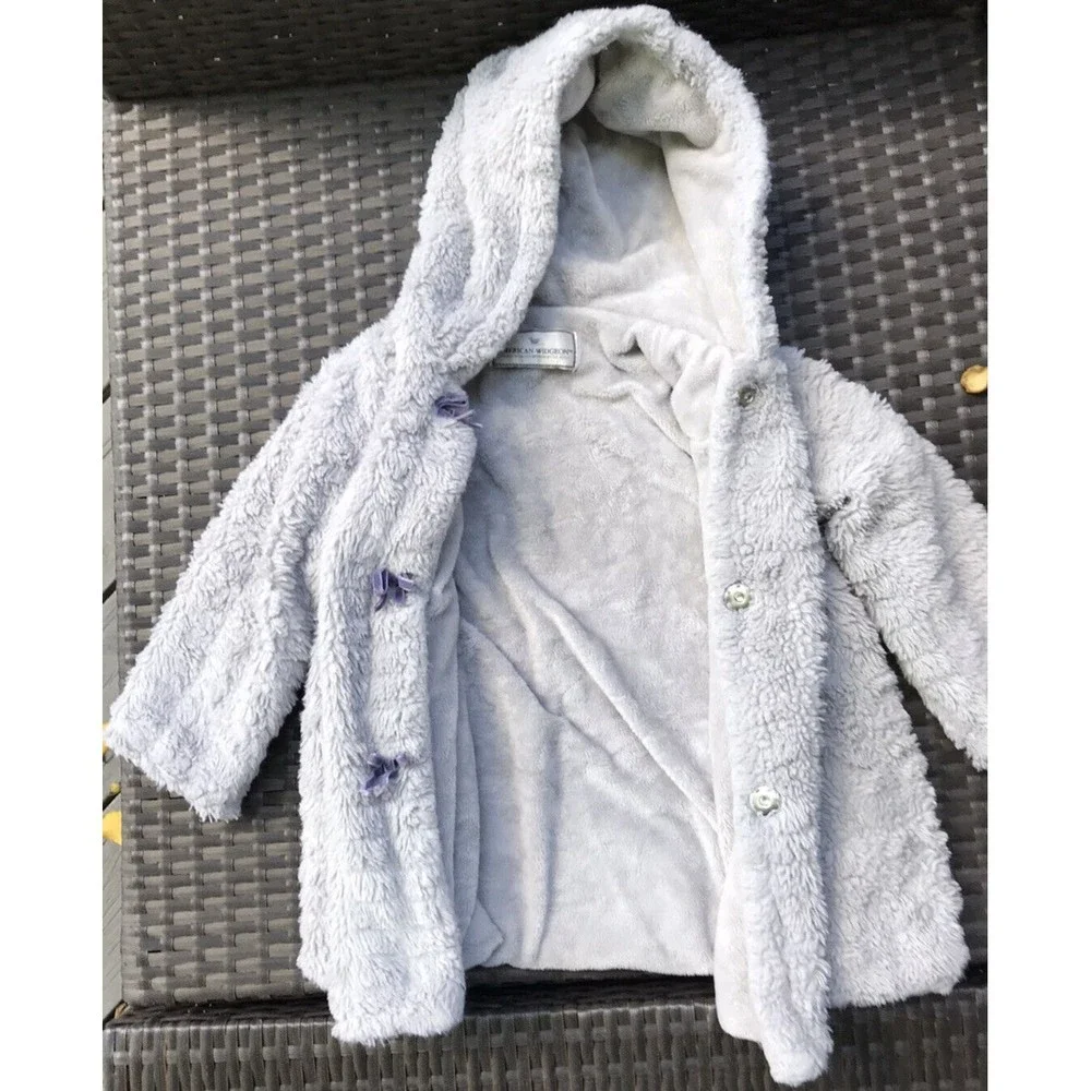 Amarican Widgeon Grey Coat Jacket Faux Fur Girls Sz 4 T